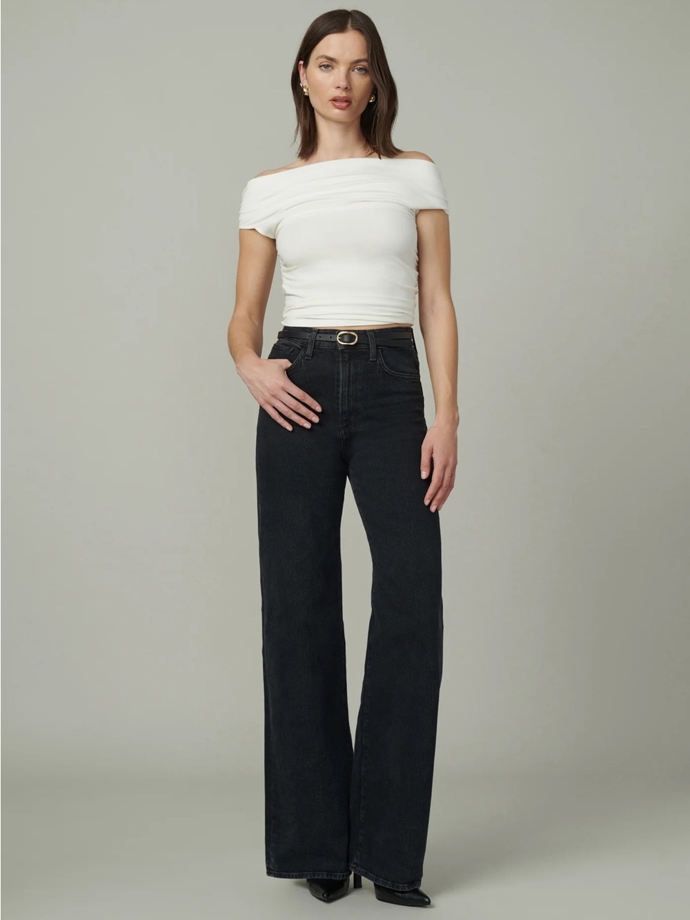 Joe's Jeans The Mia Black High-Rise Wide Leg Jeans